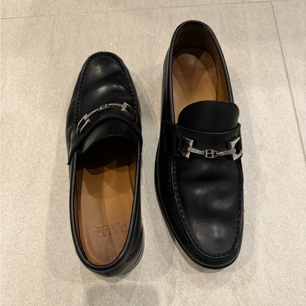 Bally black leather slip on